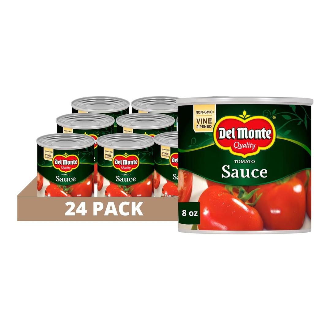 Del Monte Canned Tomato Sauce, 8 oz (Pack of 24 Cans), BBD 28 Aug 2026