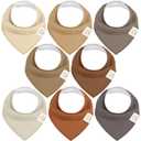 KeaBabies 8-Pack Organic Baby Bandana Bibs for Boys, Girls - Super Absorbent Triangle Baby Bibs for Drooling and Teething Infant, 100% Cotton Extra Soft for Newborn, Infant 0-36 Months (Terracotta)