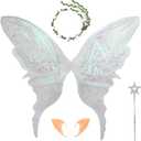 Large Fairy Wings for Adults, 32"x30" Oversized Sparkly Organza Butterfly Wings for Women Cosplay, Parties (White)