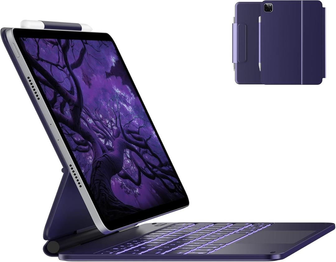 typecase Keyboard Case for iPad Air 11-inch (M3 2025 / M2 2024)& iPad Pro 11 inch (4th/3rd/2nd/1st Gen),Magic Keyboard for Air 5th/4th Gen,Multi-Touch Trackpad,11 Colors Backlight,Midnight Amethyst