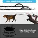 ETACCU Hands Free Dog Leash with Zipper Pouch, Waist Belt for Large Medium 2 Dogs for Running, Walking, Jogging and Hiking, Dual Padded Handles and Durable Bungee - Black (2 Dog)