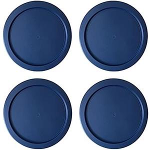 Replacement Lids fits Pyrex 4-Cup Glass Food Storage Container Bowls, 6-Inch Plastic Round Lids Covers for Pyrex 7201-PC, Airtight & Leakproof (4-Pack, Blue)