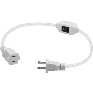 Short 1-Foot,On Off Switch Extension Cord,Nema 1-15P to 1-15R Extension Power Cord,ETL Certified Polarity US Standard Two Plugs +12A/125V Switch 16AWG Cord (White) (Polarized Switch white/0.32M)