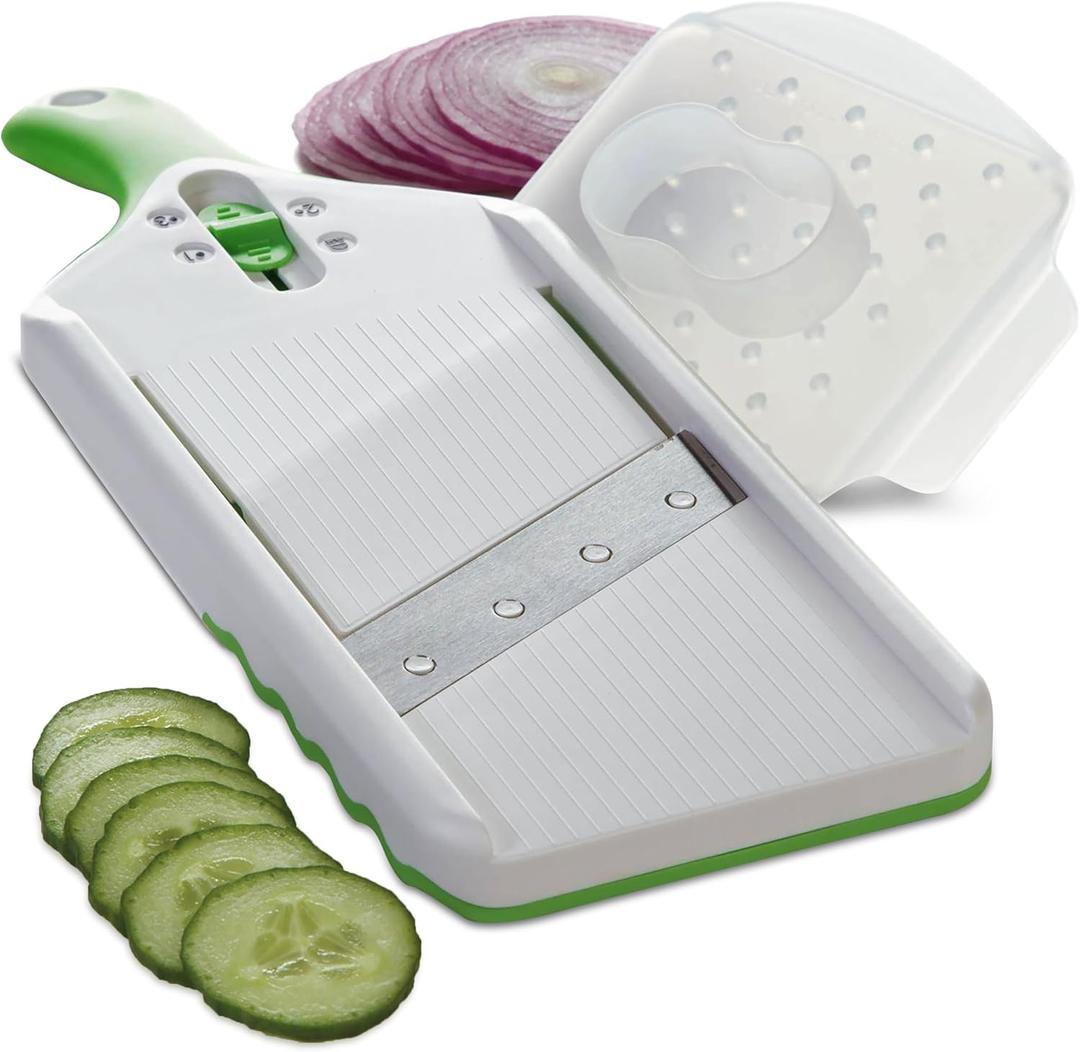 PrepSolutions Adjust-A-Slice Mandoline Slicer, Green  Adjustable Thickness, Perfect for Vegetables, Fruits, and More