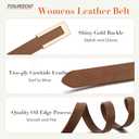 TOURZOO Genuine Leather Belts for Women Skinny Waist Belt for Dresses Jeans Pants with Gold Buckle (L)