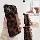 NITITOP Compatible with iPhone 14 Pro Max Case with Wrist Strap Cute Stylish Leopard Aesthetic Tortoise Amber Design for Women Girls Men Soft TPU Shockproof Protective Cover - Brown