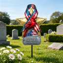 Tooyuart 16" Cardinal Decorations for Graves, Star with American Flag Design, Memorial Plaques for Outdoors, Garden Decor for Veterans Day, Father's Day