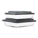 2-Piece Deep Glass Baking Dish Set with Plastic lids,Rectangular Glass Bakeware Set with Lids, Baking Pans for Lasagna, Leftovers, Cooking, Kitchen, Freezer-to-Oven and Dishwasher, Gray