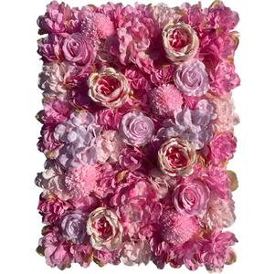 Flower Wall Panel Floral Backdrop Silk Artificial Rose Wall Faux Flower Panel for Wedding, Party, Birthday, Room, Home Deco 9 Pack Red (9 Pack, Red-ivory)