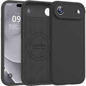 Magnetic for iPhone Air Case [Compatible with Magsafe] [Premium Silicone Satin-Smooth Touch] Slim Shockproof Anti-Scratch Microfiber Lining Case, 6.5 inch, Black