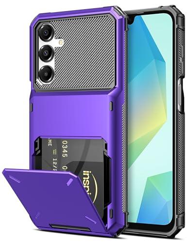 COOYA for Samsung Galaxy A16 Case Wallet 5 Credit Card Holder ID Slot Flip Cover Wallet Case Back Pocket Protective Hard Rubber Bumper Armor Non-Slip for Samsung Galaxy A16 5G 6.7 inches Women Purple