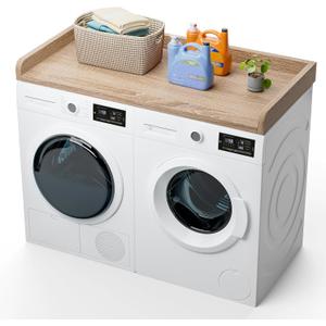 Washer and Dryer Countertop 27.5" W x 54" L Laundry countertop for Storage and Organization with Edge Rails, Oak