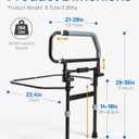 Safety Bed Rail for Elderly Adults - Foldable Bed Assist Rail with Adjustable Height & Storage Pocket, Bedside Support Handle for Seniors, Post Surgery Recovery & Fall Prevention
