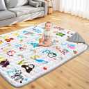 74x50 Playpen Mat for Baby Crawling: Large Baby Play Mat for Kids Infants, Toddler, Soft Non-Slip & Washable Baby Floor mat, Foldable Playmat for Indoor & Outdoor, Animals Pattern