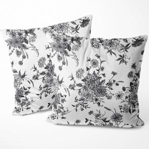 Yobvec Black and White Floral Pillow Covers Home Bedroom Decor, Chinoiserie Throw Pillowcase Cushion Cover for Bed Sofa Couch, 2 Sets, for 18x18 Inch