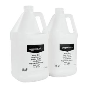 Amazon Basics All Purpose Washable School Classroom Liquid Glue, Great for Making Slime, No-Run Formula, 1 Gallon Bottle, 2-Pack, White
