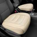 BOPUOVRE Car Seat Cover for Luxury & Comfort - PU Leather, Anti-Slip, Full Wrap Protection with Storage Pocket for Bottom Cushion - Universal Fit for 95% of Vehicles Yellowish-White,1 Piece
