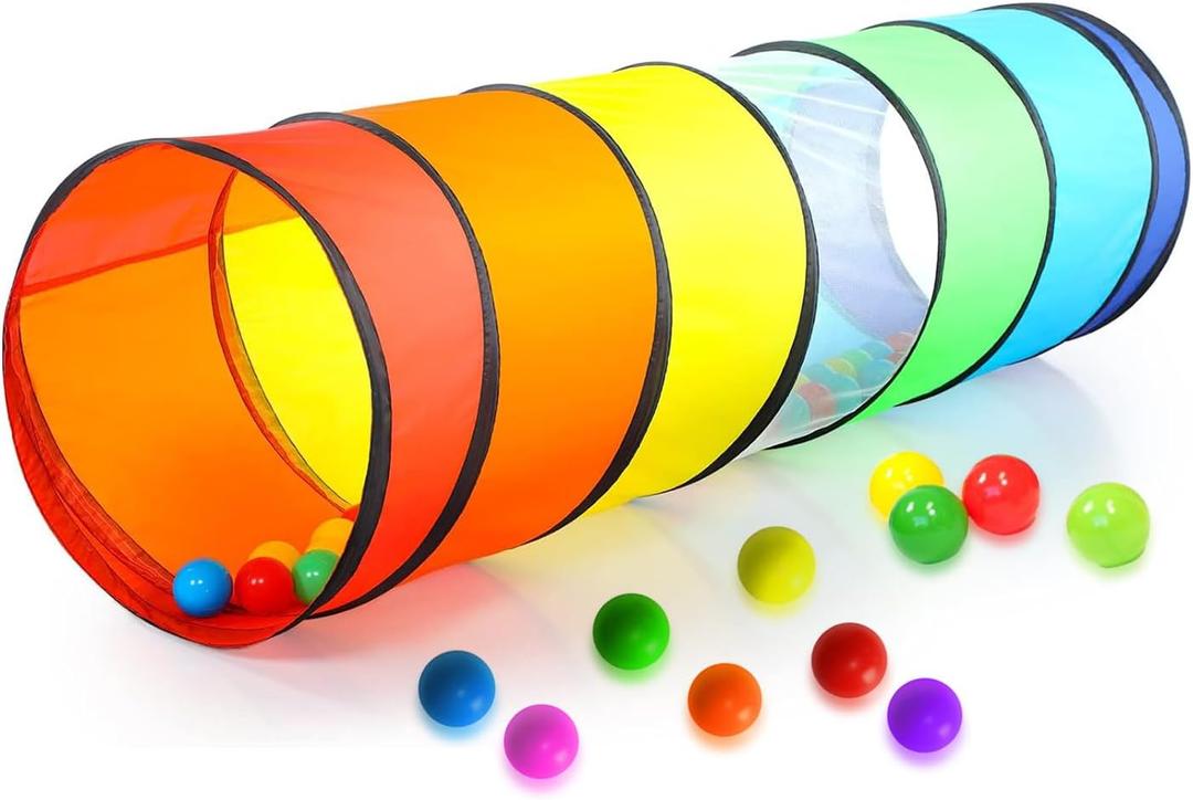 Kids Play Tunnel Set for Toddlers Double Tunnels for Indoor and Outdoor Fun | Pop-Up Crawl Tunnels for Babies, Toddlers, and Pets | Easy to Set Up, Store, and Transport | Durable and Breathable (1 Pk)