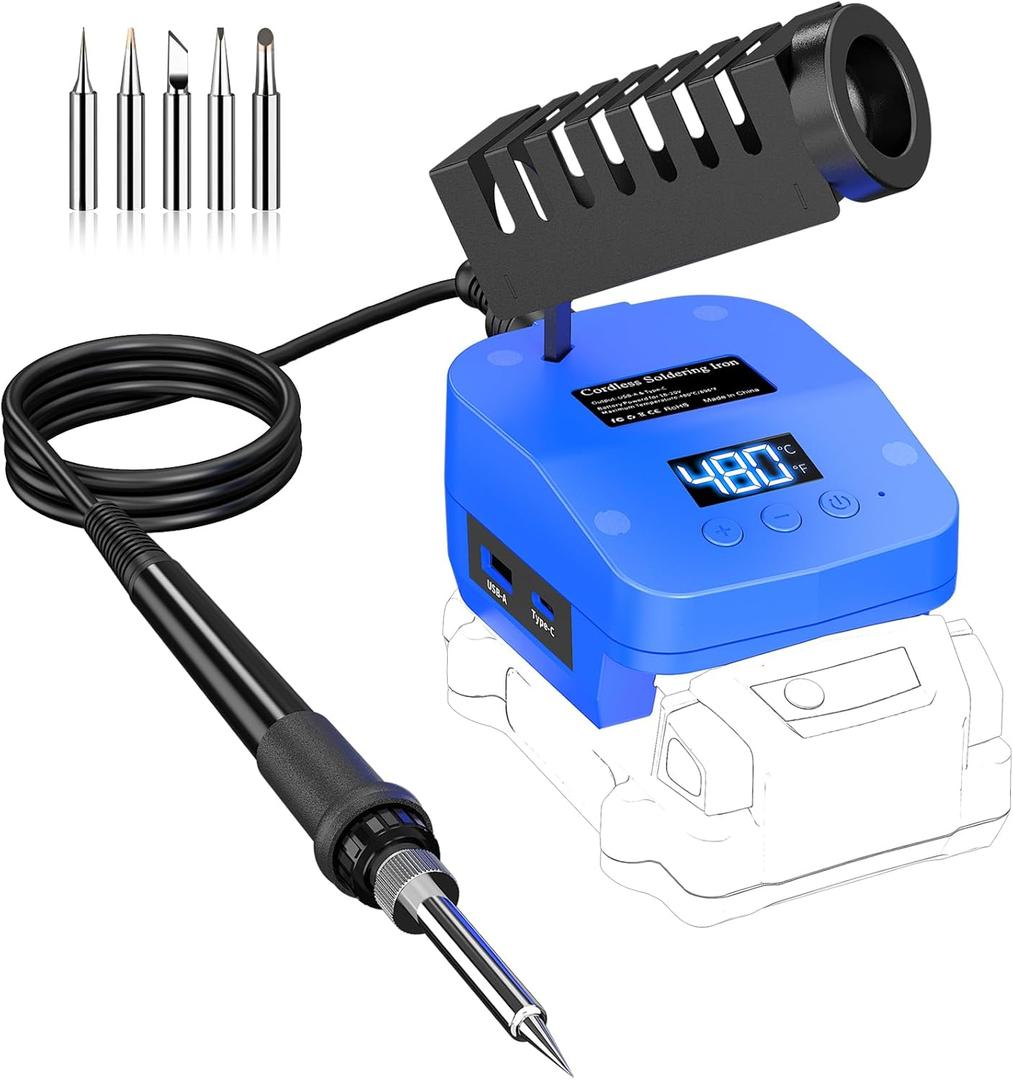 Cordless Soldering Iron for Kobalt 24V Battery,60W Portable Electric Soldering Station With USB &Type C, Adjustable Solder Iron Kit Tool for DIY,Appliance Repair,Wire Welding(NO Battery)