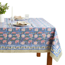 ATOSII Kalina 100% Cotton Fall Rectangle Tablecloth, Handblock Print Floral Table Cloth for Kitchen Dining Linen I Weddings Outdoors Easter Spring Summer I 72 X 108 Inches I 8 Seater