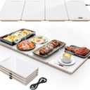 FEPPO Food Warmers for Parties Buffet 4-in-1 Electric Warming Tray for Food with 10 Temp Settings & Timer, 33"x15" Glass Surface, Modular Buffet Hot Plates for Catering & Gatherings