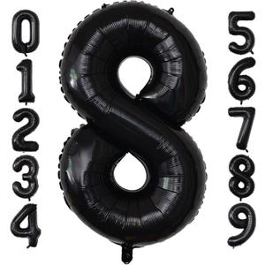40 Inch Giant Black Number Balloons, Helium Mylar Foil Number Balloons for Birthday, Number 8 Balloon for Party Celebration Decorations Graduations Anniversary Baby Shower Photo Shoot