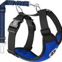 Lukovee Dog Seat Belt - Adjustable Dog Car Harness for Large, Medium & Small Dogs, Soft Padded & Breathable Mesh Dog Seatbelt with Car Vehicle Connector Strap (Blue, Medium)