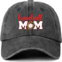 3 x Funny Ball Games Distressed Washed Black Baseball Caps Baseball Mom Printed Cotton Adjustable Baseball Hat for Men Women Trendy Birthday Gifts for Mother Wife Fiancee Friend Baseball Lover (Gray, S)