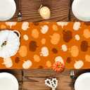 RABUSOFA Orange Rust White Pumpkin Fall Table Runner,Seasonal Autumn Kitchen Dining Table Holiday Thanksgiving Decoration for Home Party Decor 13x90 Inch
