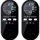 5-in-1 Upgraded Gas & Carbon Monoxide Detectors Plug in, Combination Natural Gas Detector and Carbon Monoxide Detector with , Humidity and Sound, Brightness Control, Holds 9V Battery (not Included)