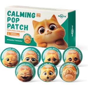 Calming Pop Patch for Cat Travel – Pheromone Diffuser for Cats Reduces Anxiety & Stress-Related Behaviors in Cats & Kittens, Long-Lasting, No Electricity Needed, More Convenient Than Sprays