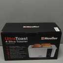 Mueller UltraToast Full Stainless Steel Toaster 4 Slice, Long Extra-Wide Slots for Bagels and Waffles, 6 Browning Levels, LED Display, Cancel/Defrost/Reheat Functions & Removable Tray, Kitchen Gadgets
