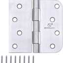 Door Hinge 4 Inch Interior Door Hinges Satin Nickel 4 Inch Interior Hinges Flat Iron Hinge 4"x 4" Door Hardware 5/8" Radius - 12 Pieces