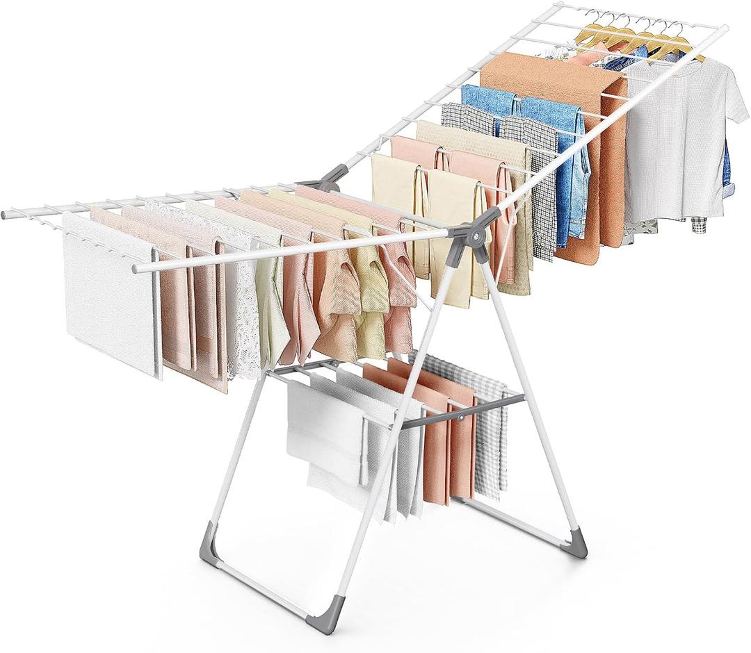 Sakugi Clothes Drying Rack, 69.5" Adjustable Wings, Foldable Design, XX-Large