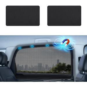 Aokway Magnetic Car Window Shades, 2Pcs Double-Layer UV Protection Car Curtains for Rear Side Window Sun Shade, Universal Fit for Baby, Driver (Black, Rear 2pcs)