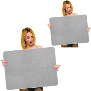 Hushee 2 Pack Extra Large Dish Drying Mat Microfiber Absorbent Dish Drying Pad Large Size Dishes Drainer Mats for Countertop, Sink, Refrigerator or Dryer (30 x 24 Inch,Gray)