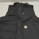 Carhartt Mens Loose Fit Washed Duck Sherpa-Lined Mock Vest Work Utility Outerwear, Black, Large US