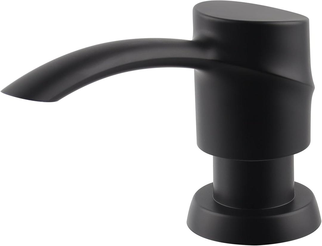 SAMODRA Kitchen Sink Soap Dispenser,Lotion Dispenser,ABS Dispenser Built-in Pump Head with 11 oz PET Bottle, Refill from Top Black Matt