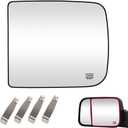 Senzeal Driver Side Tow Mirror Glass Heated Tow Mirrors Replacement for Dodge Ram 1500 2500 3500 4500 5500 2009-2020 Convex Mirror with Rear Holder 68067727AA (Left Side)