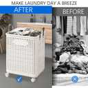 WESAPPINC Collapsible Large Laundry Hamper, Plastic Laundry Basket with Wheels,Suitable for Bathroom, Bedroom, Dorm Room & Laundry Room,Basket with Handle (White), 14.7" X 14.2" X 17.7"