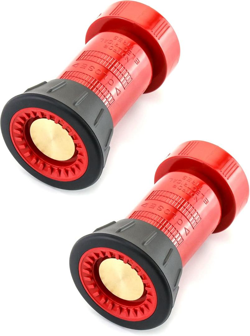 QWORK Fire Hose Nozzle, 1-1/2" Heavy Duty NPSH Thermoplastic Constant Flow Fog Nozzle, Fire Equipment, 2 Pack