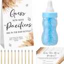Roowest 512 Pcs Baby Shower Games Guess How Many Pacifiers Sign 100 Small Guessing Games 10 HB Pencils 750ml Milk Bottle 400 Acrylic Pacifiers Decoration for Guest Gender Reveal(Blue,Boho)