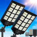 9000W Solar Street Lights Outdoor, 27" 240000LM Solar Lights Waterproof with Motion Sensor, 6500K Dusk to Dawn Commercial Lighting for Parking Lot, Security LED Flood Lights for Driveway Yard, 2-Pack