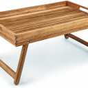 Solidith Acacia Wooden Breakfast Tray, Bed Tray with Folding Legs