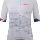 GCRFL Women's Cycling Jersey Short Sleeves Cycle Tops Shirt Bicycle Jersey with 4 Pockets, Women Bike Jersey Zipper Pocket (White, M)