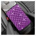 ZIMISI Bling Car Center Console Cover, Soft Comfortable Fluffy Car Armrest Cover, Crystal Rhinestone Seat Box Cushion Protector, Automotive Interior Decoration Accessories for Most Vehicles (Black)