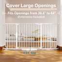 Cumbor 36.6-64" Extra Wide Baby Gate for Stairs, Dog Gates for Doorways, Auto-Close Pet Gate Indoor, Pressure Mounted Walk Through Safety Child Gate for Kids Toddler, Tall Pet Puppy Fence Gate, White