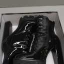 wetkiss Platform Boots for Women, Heeled Combat Boots Chunky Heel Booties Round Toe Lace Up High Heel Ankle Boots (9, Patent Black)