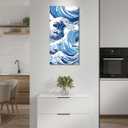 Great Wave Decor Japanese Canvas Wall Art Seascape Picture Asian Landscape Canvas Prints Blue Poster Kanagawa Artwork for Living Room Bedroom Home Decor Framed - 12.00"x24.00"