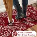 2x8 Washable Christmas Runner Rug with Non Slip Backing, Absorbent & Dirt-Trapping, Red and White High-Low Textured Floral Hallway Carpet for Kitchens, Laundry Rooms, Bathrooms, Entryways